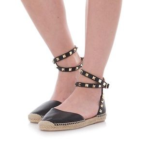 Maypol Leather Espadrille Flats with Studs